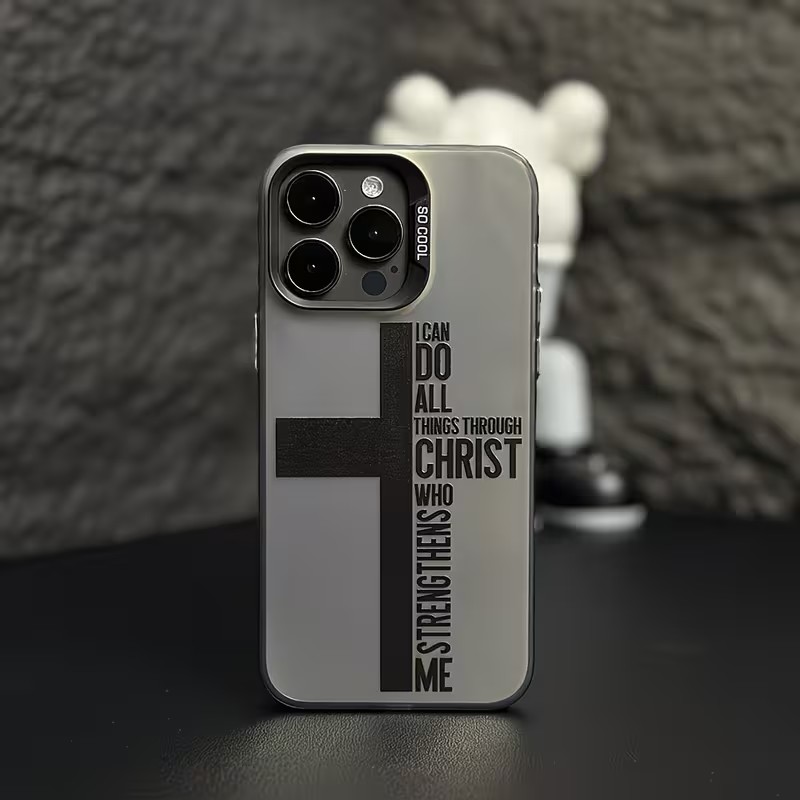 Phone Cases Iphone 16 Pro - 指紋防止クロス聖書柄iPhoneケース iPhone 17 16 15 14