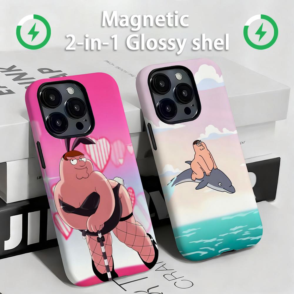 Phone Cases Magnetic - ファミリーガイ ピーター・グリフィン スマホケース マグネット式 2-in-1 光沢シェル