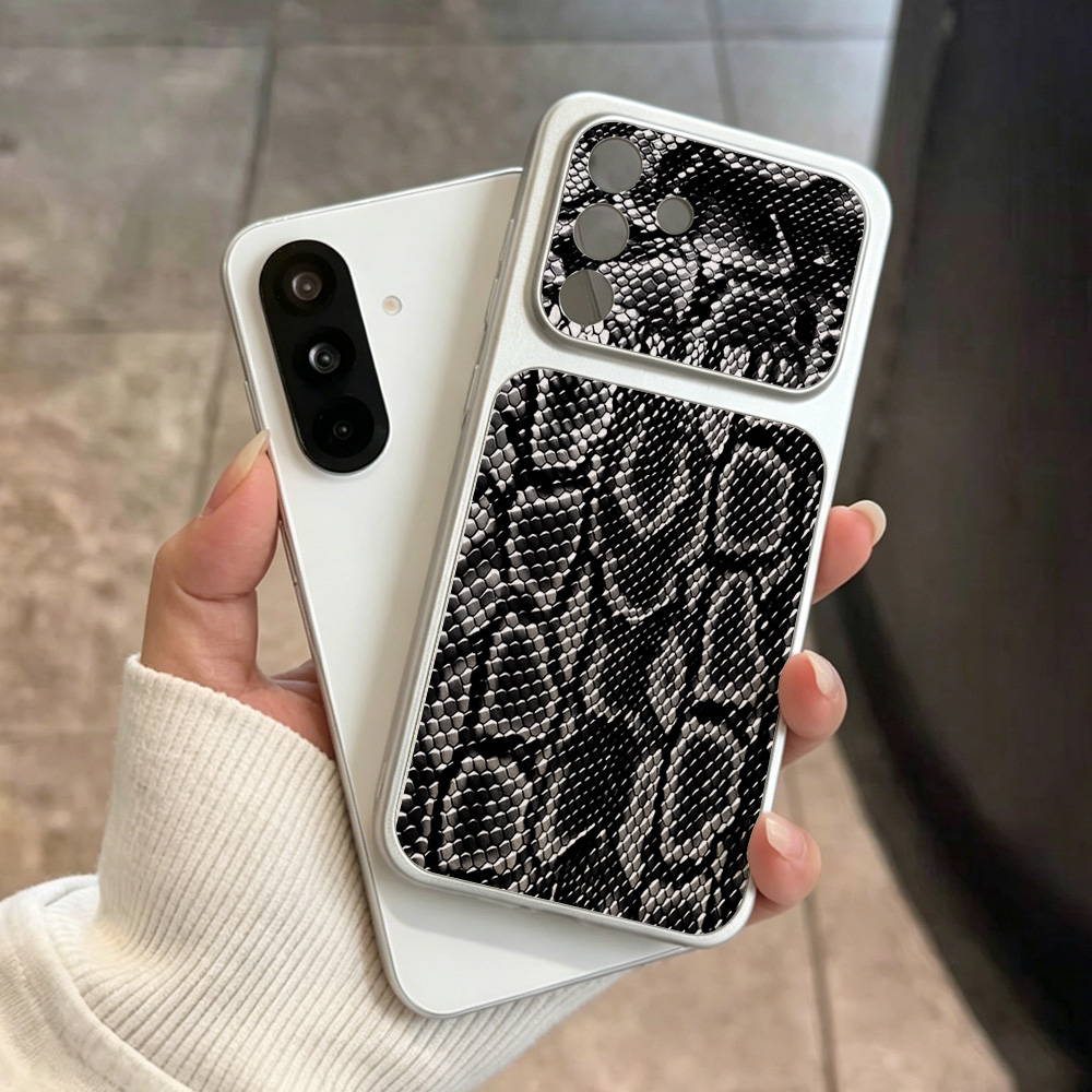 Phone Cases Leather - 大きな窓付きスネークプリントスマホケース Samsung A57 5G A56 A55