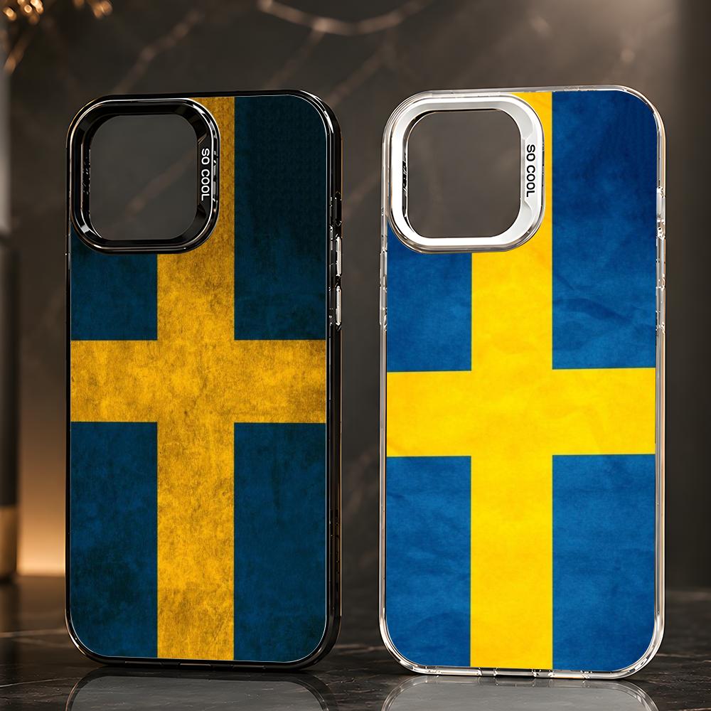 Phone Cases Sweden - スポーツスウェーデン国旗フットボール柄スマホケース 虹色TPUソフトタッチ保護ケース iPhone 11 12 13