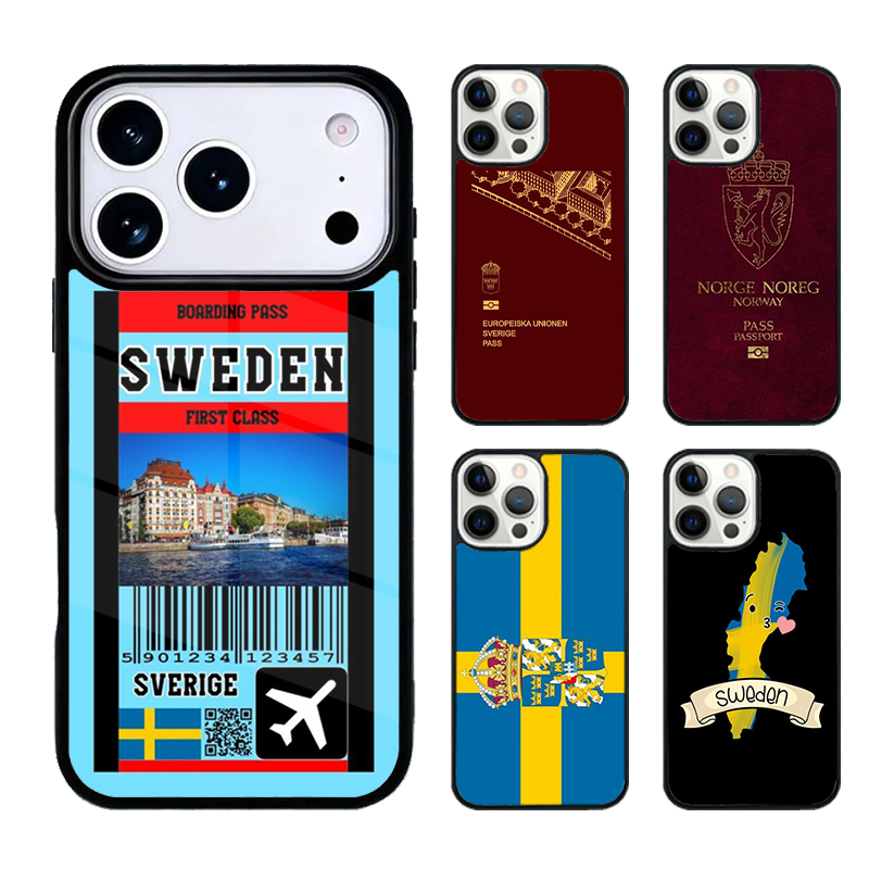 Phone Cases Sweden - スウェーデンパスポート柄スマホケース iPhone 17 16e 15 14