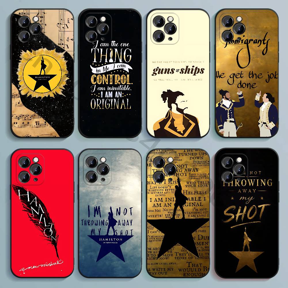 Phone Cases Hamilton - ハミルトン ミュージカルの歌詞柄 ブラック ソフトTPUケース iPhone 17