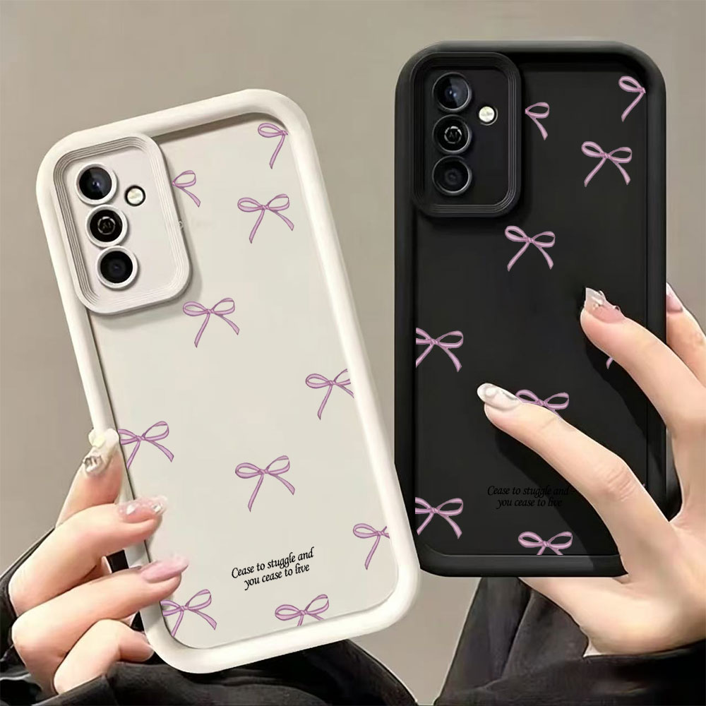 Phone Cases For Samsung S21 5G - ピンクのリボン柄ソフトTPUスマホケース Samsung Galaxy S26 S25 S24