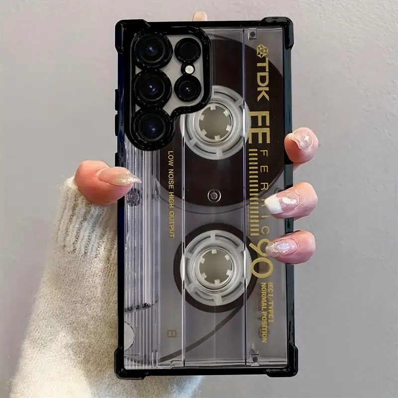 Phone Cases For Samsung S21 5G - レトロカセットパターンメッキ加工ソフトフォンケース Samsung Galaxy A56 A36 5G