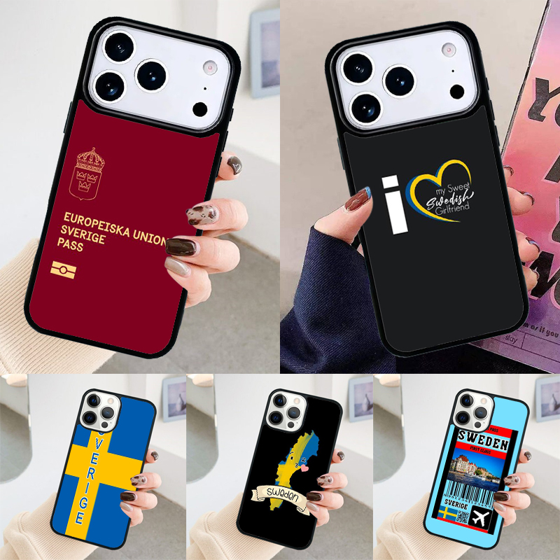 Phone Cases Sweden - スウェーデンパスポート柄iPhoneケース Air 17 16 15 14