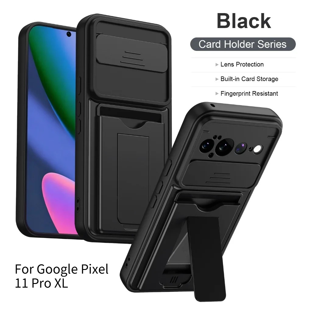 Phone Cases Heavy Duty - Google Pixel 11 PRO XL用オールインクルーシブレンズ保護電話ケース、耐衝撃性、カードスロット付きキックスタンドバックカバー
