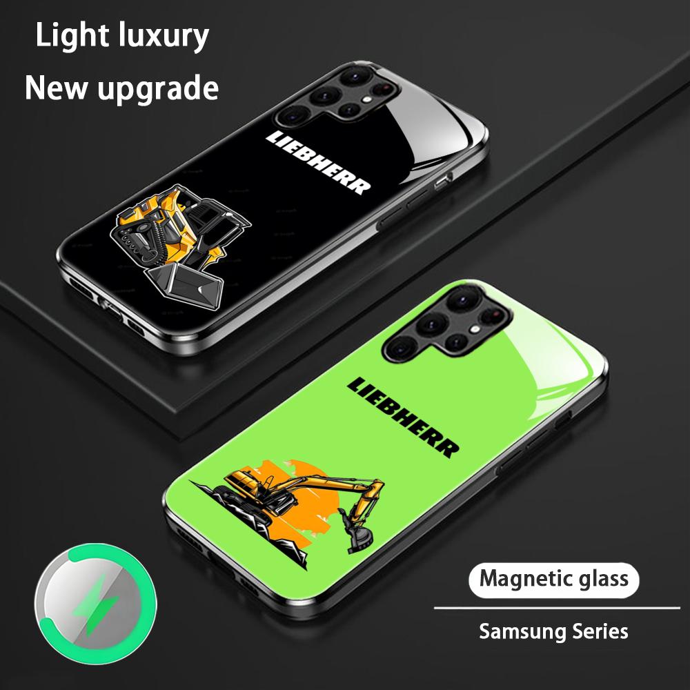 Phone Cases Magnetic - ロゴ入りL-liebherr掘削機デザインスマホケース サムスンS26 S25 S24 S23 S22