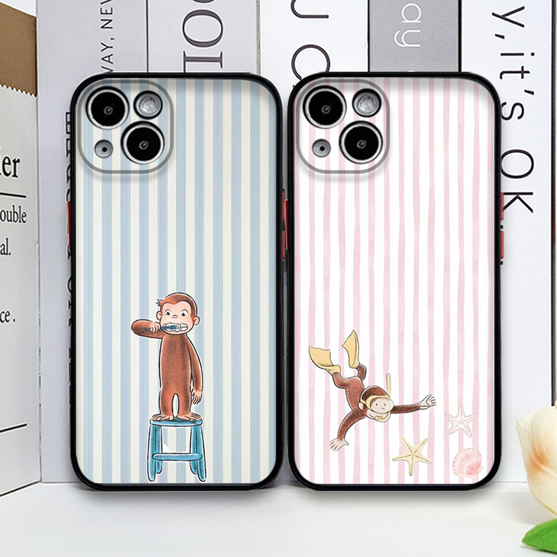 Phone Cases Iphone 16 Pro - 漫画風ストライプ柄の猿が猫を抱くiPhoneケース iPhone 17 Pro Max Air