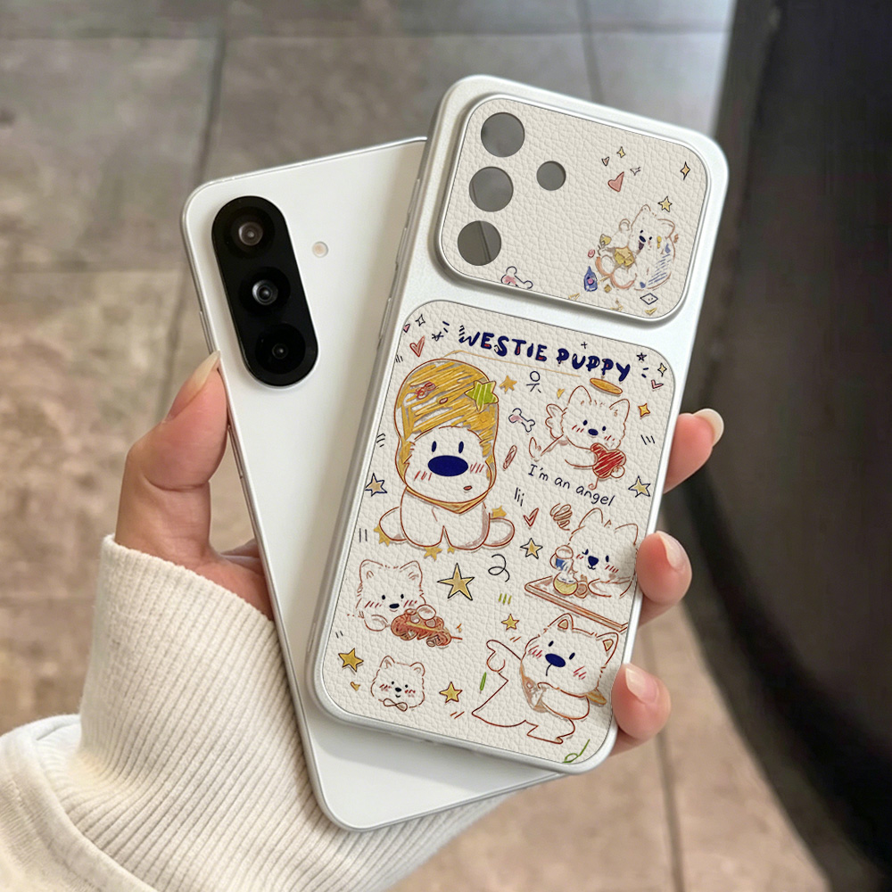 かわいい漫画犬柄スマホケース Samsung A56 A57 - Phone Cases Leather のレビューと価格