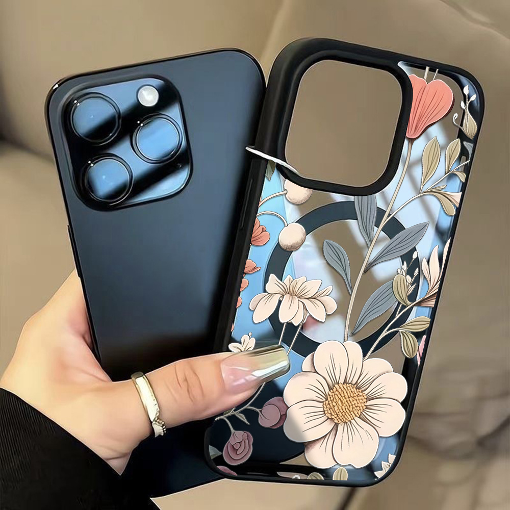 黒枠花柄耐衝撃スマホケース iPhone 17 14 15  - Phone Cases Iphone 16 Pro のレビューと価格