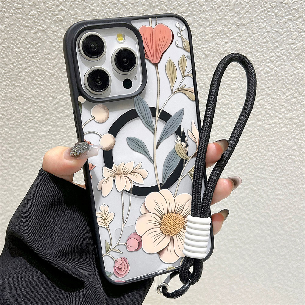 黒枠花柄耐衝撃スマホケース iPhone 17 14 15  - Phone Cases Iphone 16 Pro のレビューと価格
