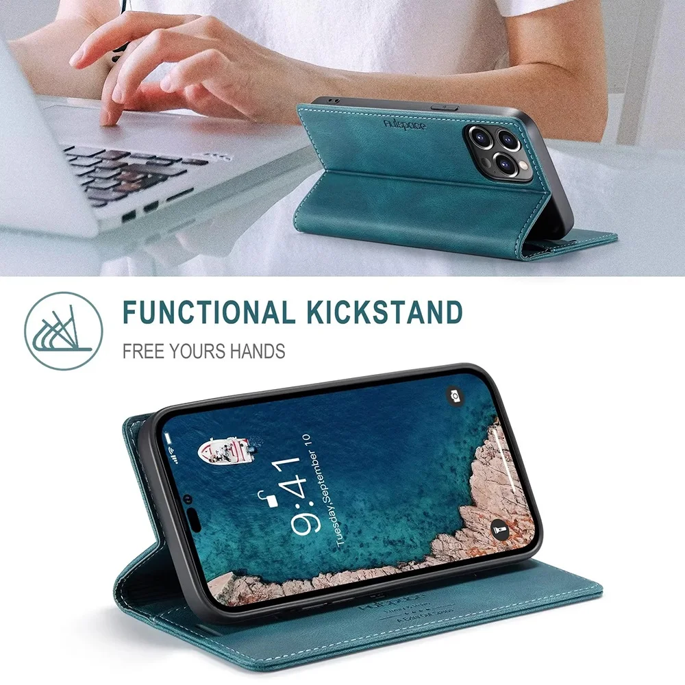 レザーケース IPhone 16 15 14 13 12 1 - Leather Folio Wallet Case のレビューと価格
