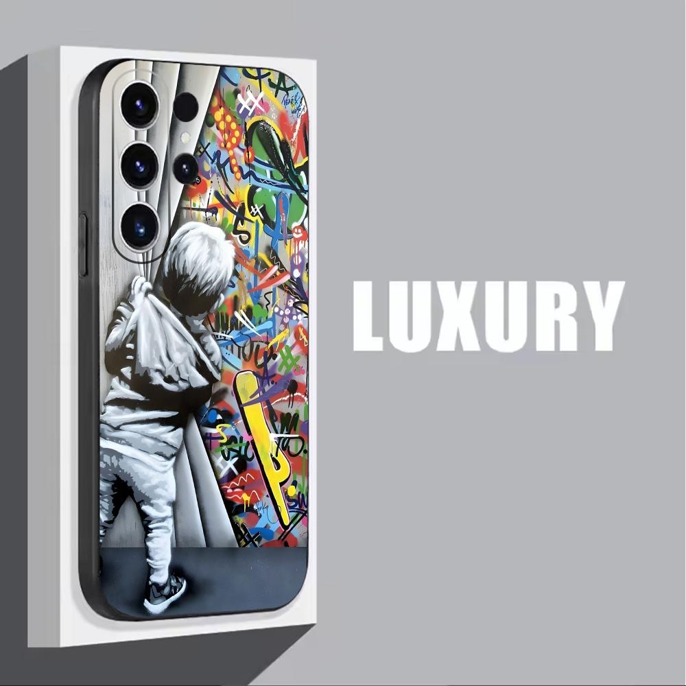 バンクシー落書きアート電話ケースサムスンギャラクシー S25 - Phone Cases For Samsung Galaxy のレビューと価格