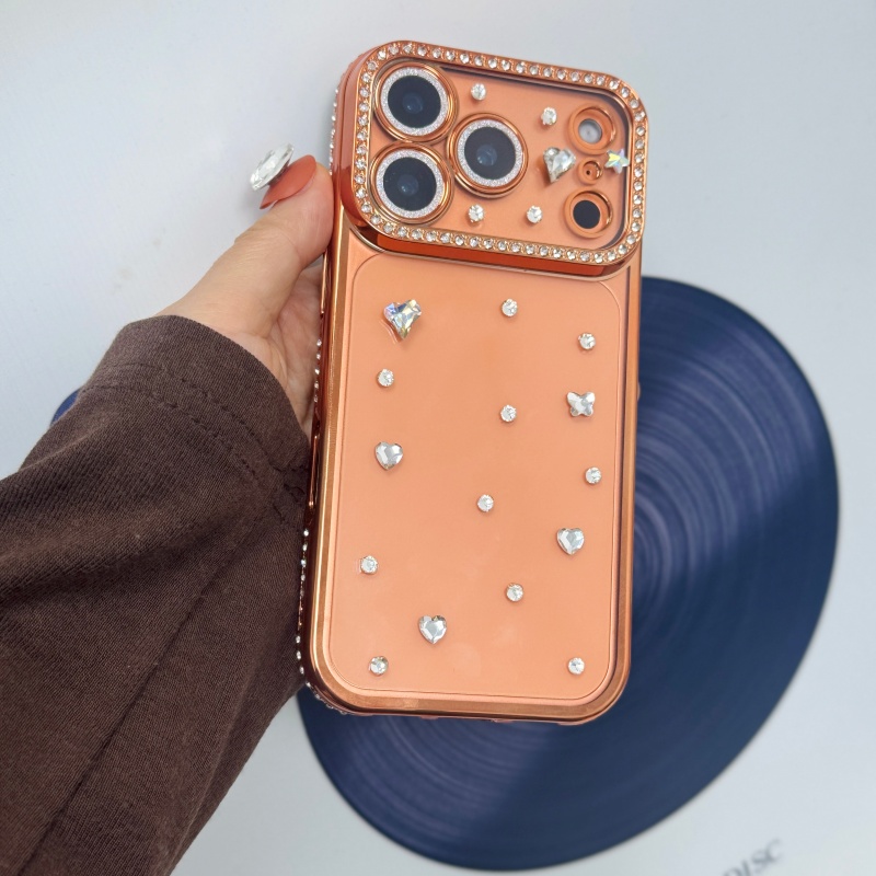 手作りの宝石で飾られたクリスタルメッキのオレンジ色のiPho - Phone Cases Orange のレビューと価格