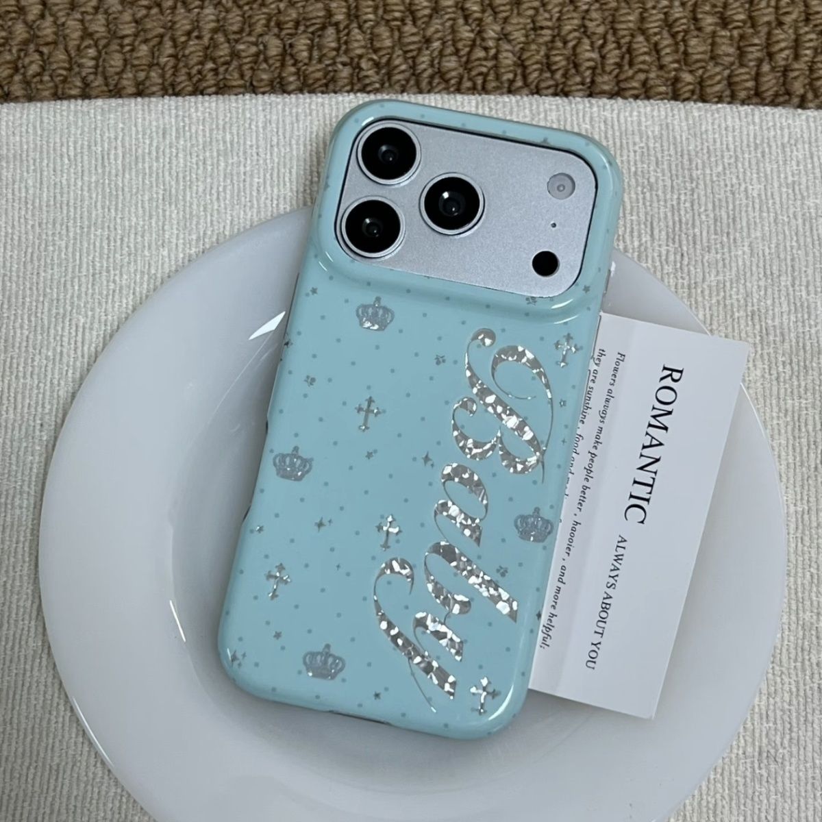 韓国風ミントカラーの英語クロスエンジェルウィングスiPhon - Phone Cases Iphone 16 Pro のレビューと価格