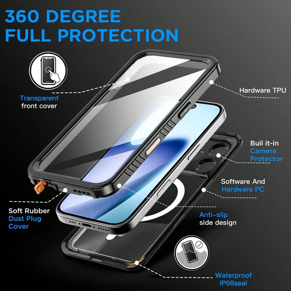 IP68防水、水中使用可能、完全防滴、耐衝撃、頑丈な保護カバ - Phone Cases Heavy Duty のレビューと価格