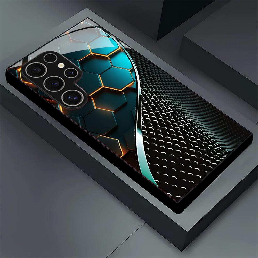 創造的なハニカム木目模様ガラス製スマホケース Samsung - Phone Cases For Samsung S21 5G のレビューと価格
