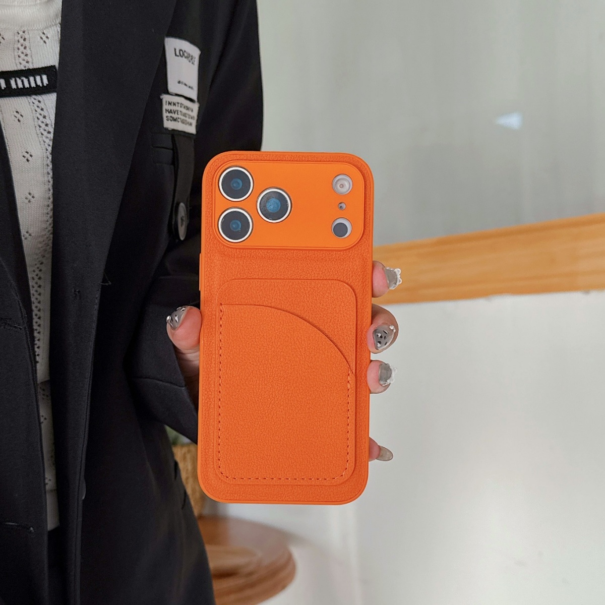レザー オレンジ カラー カードホルダー ケース iPhon - Phone Cases Orange のレビューと価格