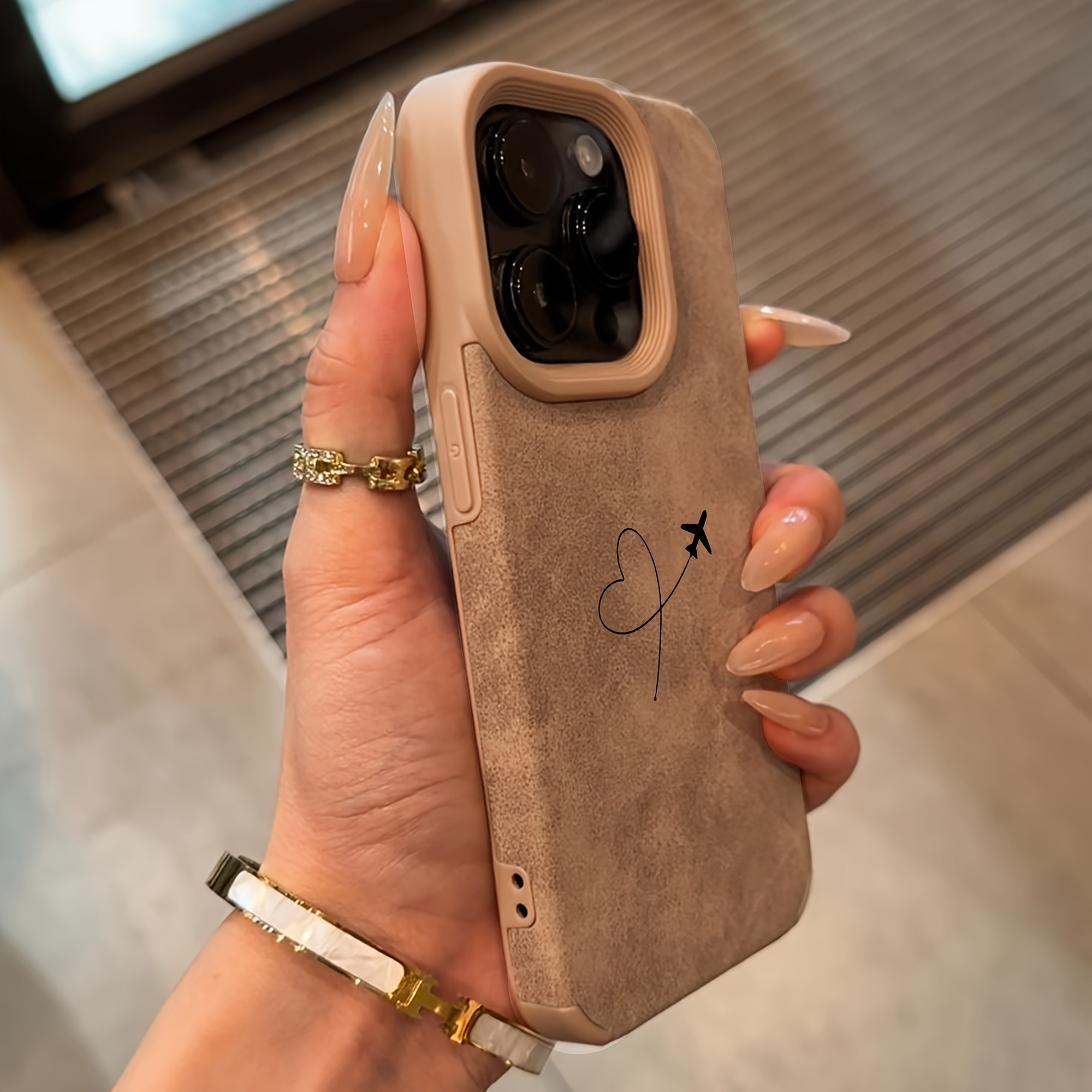 飛行機ルートとハートデザインのフェイクレザー製iPhoneケ - Phone Cases Leather のレビューと価格