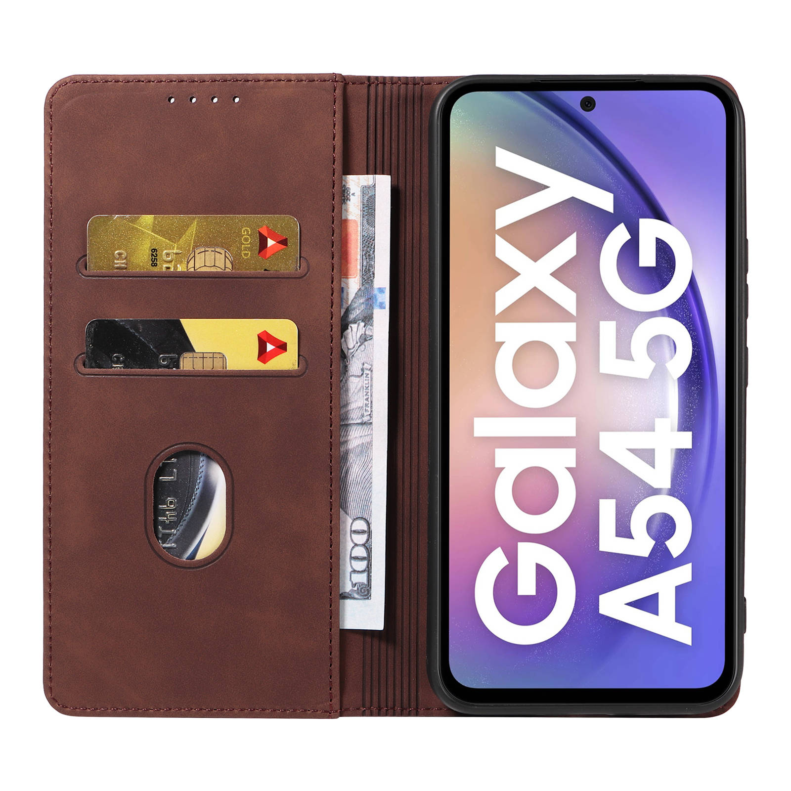 サムスンギャラクシー用磁気フリップウォレットケース、レザーケ - Leather Folio Wallet Case のレビューと価格