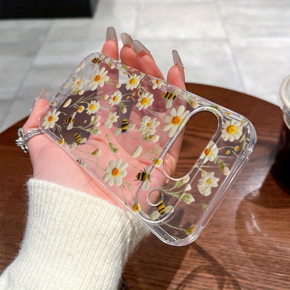かわいいミツバチの花柄ソフトクリア電話ケース Google  - Phone Cases Google Pixel 10 のレビューと価格