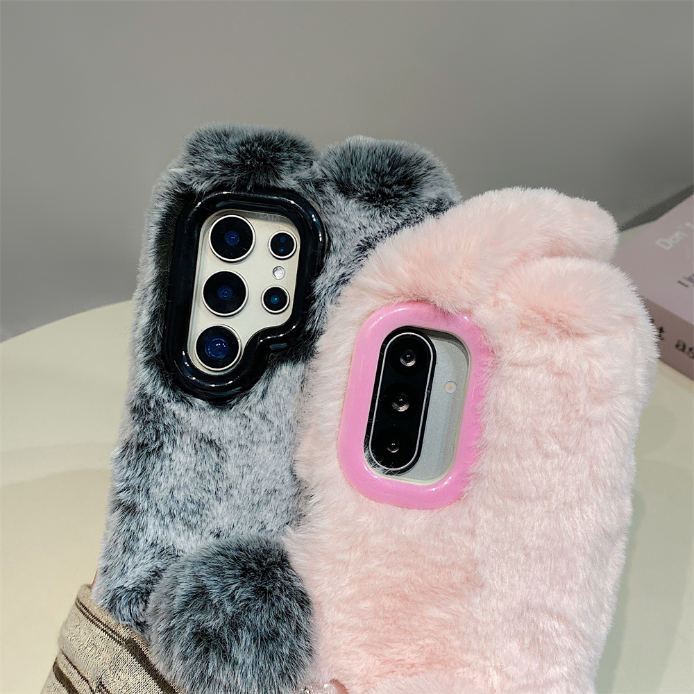 かわいいウサギ耳ふわふわスタンド付きスマホケース Samsu - Phone Cases For Samsung Galaxy のレビューと価格