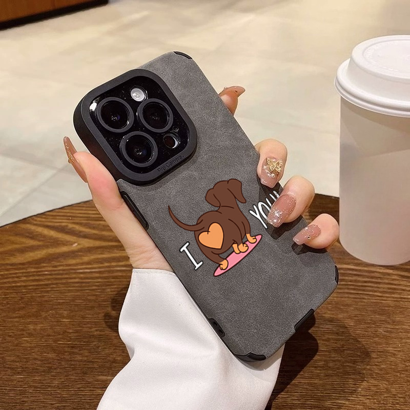 かわいいダックスフントのハート柄スマホケース iPhone  - Phone Cases Leather のレビューと価格